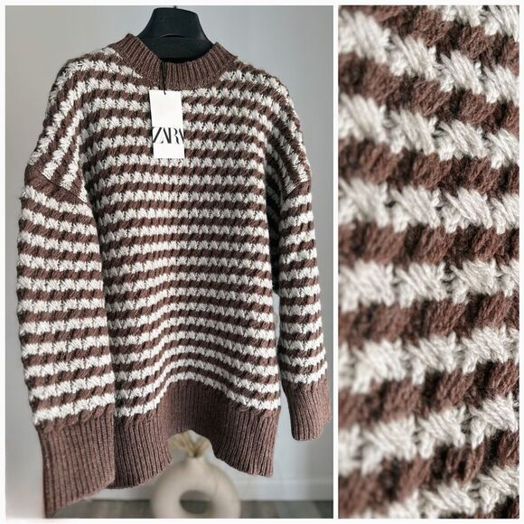 Zara Sweaters - Zara Wool Blend Chunky Striped Sweater New